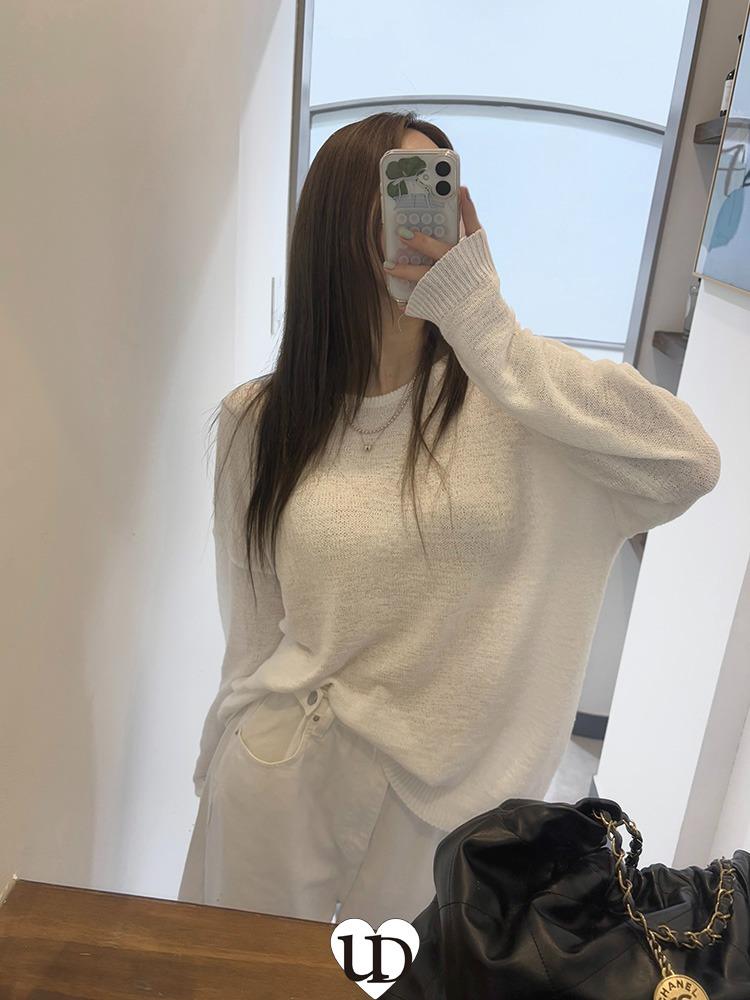 uD*디어린넨루즈니트