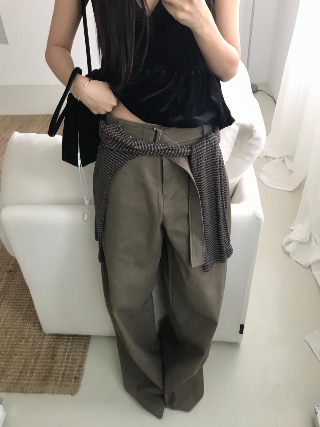 cotton belted pants (2colors)