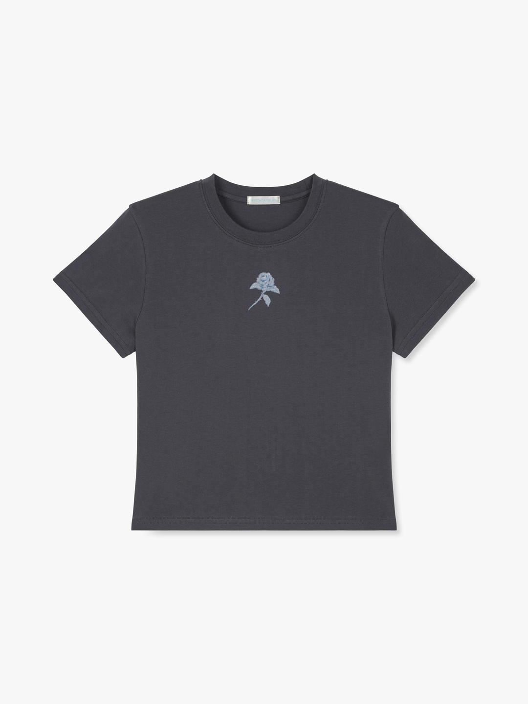 Rose Letter T-shirt - Charcoal