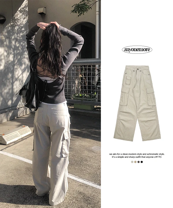 [기장선택/기본,롱🖤] 베토 포켓 카고 와이드 코튼 팬츠 (4color)