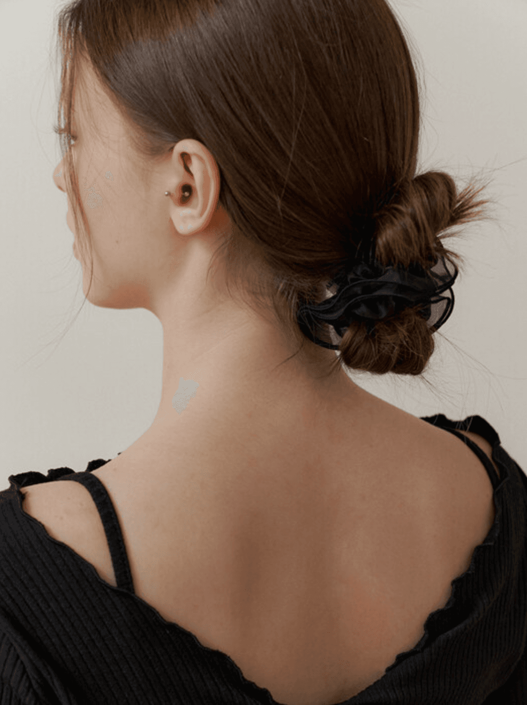 romatic mesh lace scurnch-black