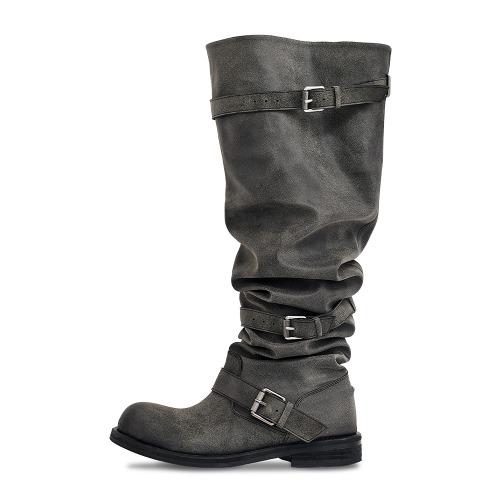Knee-High Slouchy Long Boots_Dusty Grey