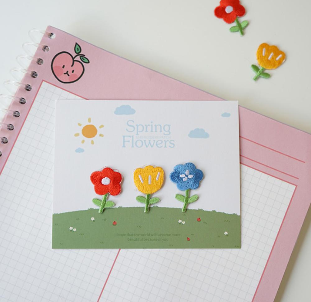 공구리 (세트가 ) 3종 들꽃 캐릭터 귀여운 와펜 열접착 패치 헤어핀 부자재 마스크 부자재