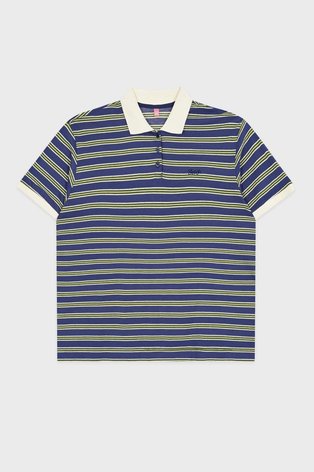 Stripe Half Sleeve PK Shirt (Blue)