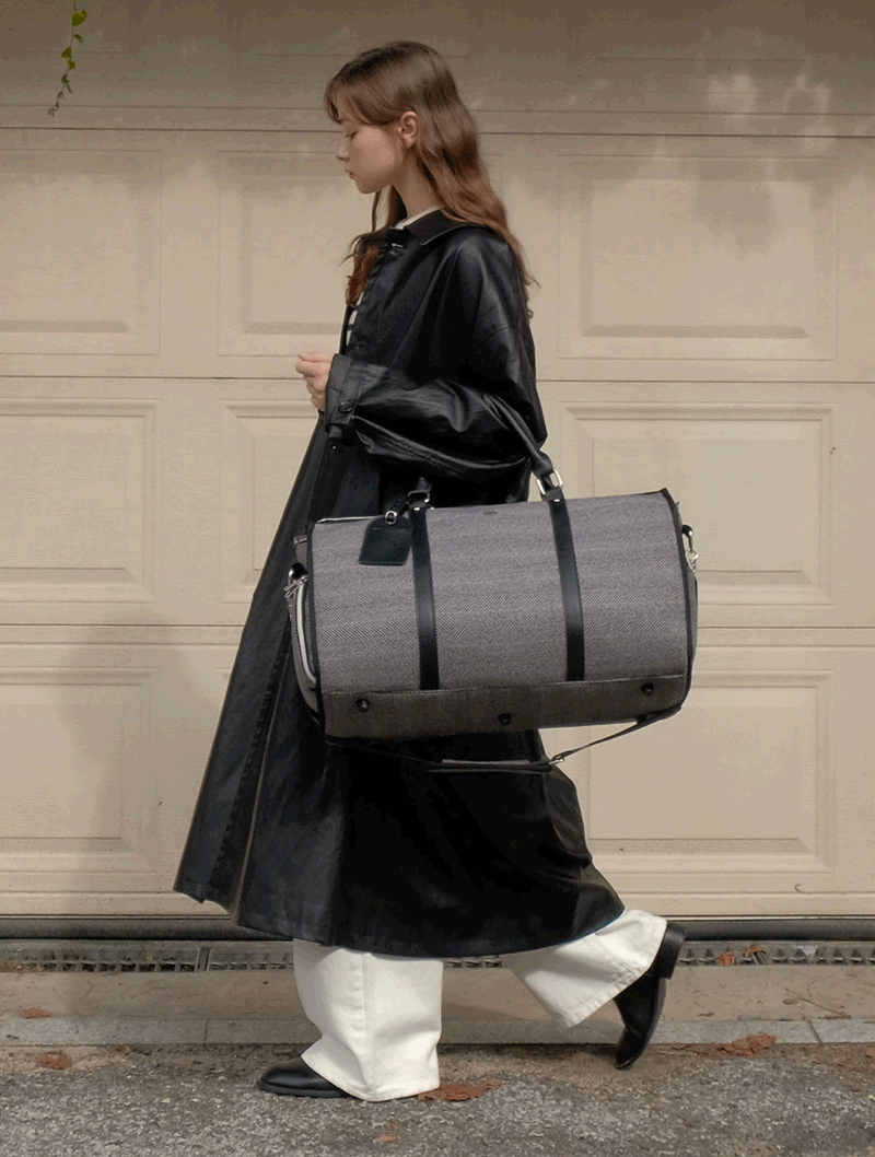 캔버스 콤비 풀오픈 보스턴백 (Black)