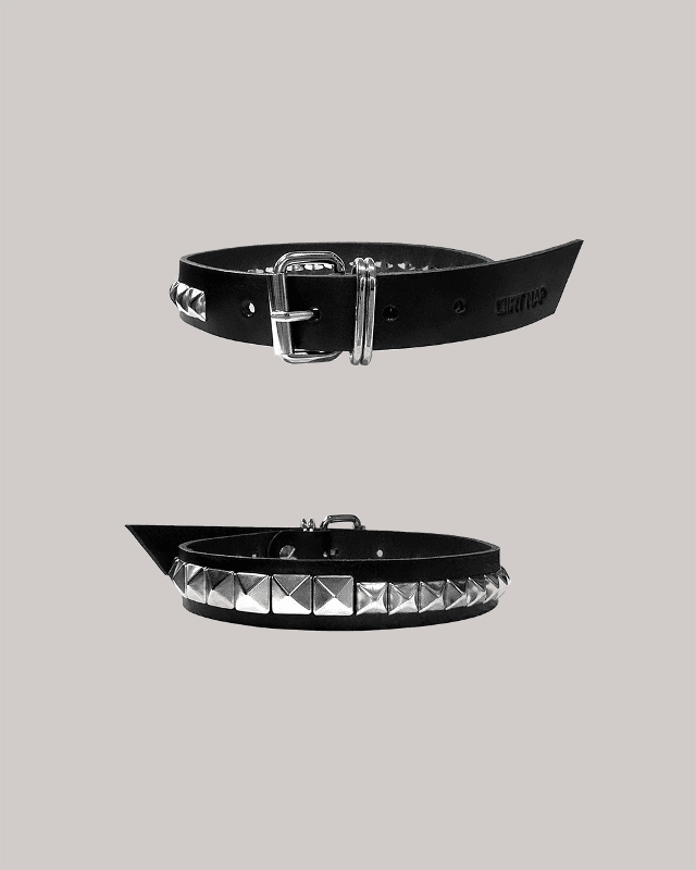 Square Studded Leather Choker
