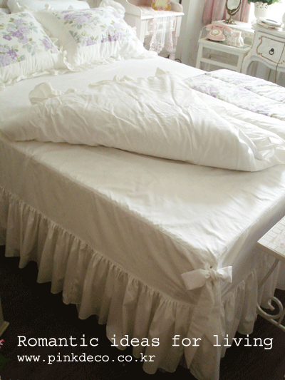 화이트 리본 베드 스커트