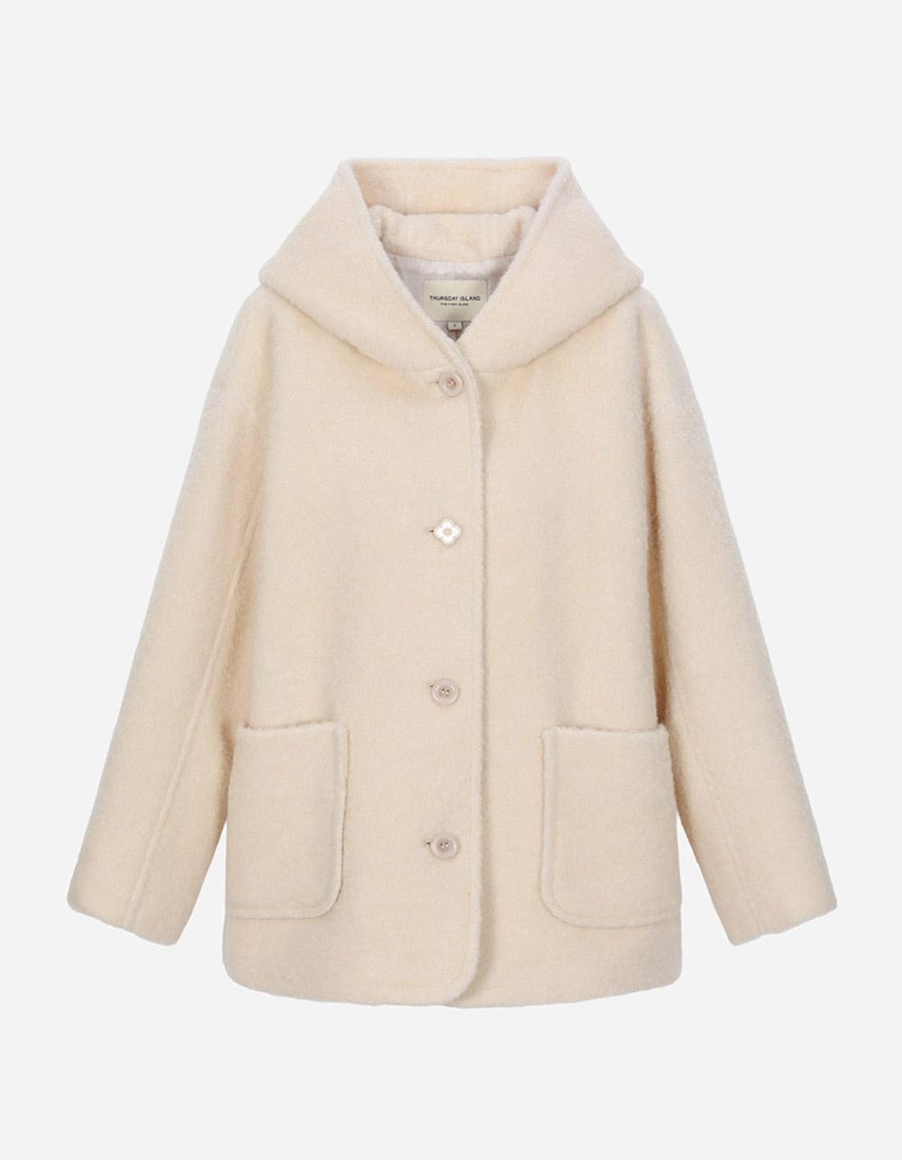 [Thursday Island]_T258MCT231W_포인트 단추 후드형 코트