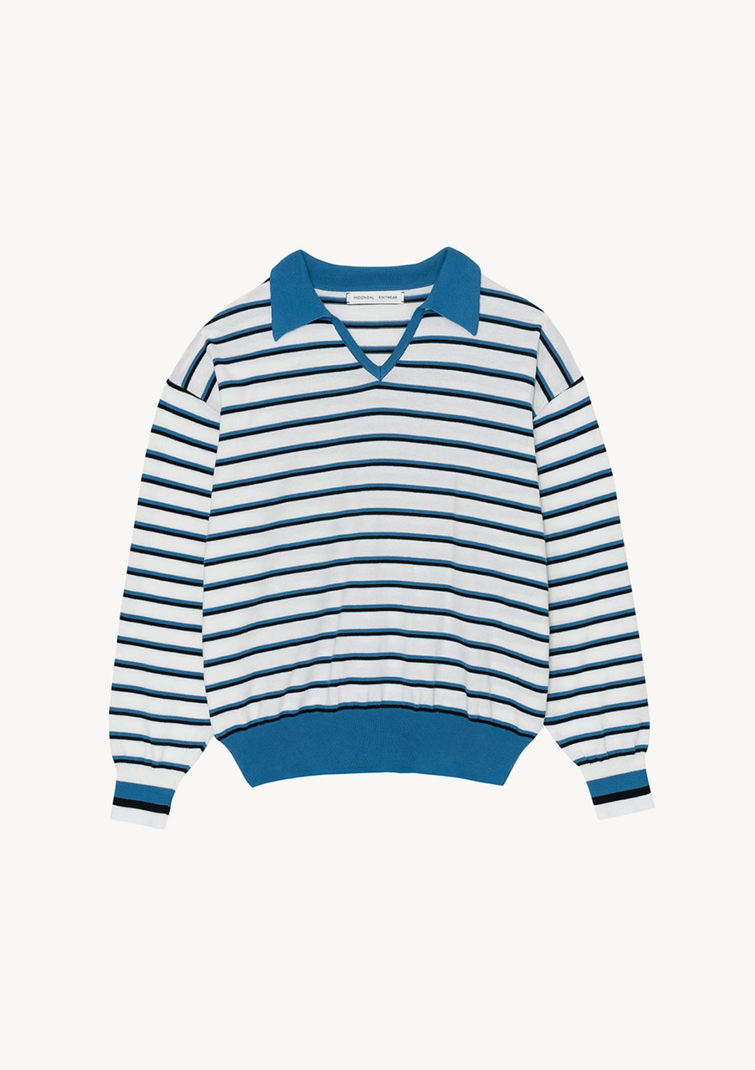 Stripe Collar Knit in Blue