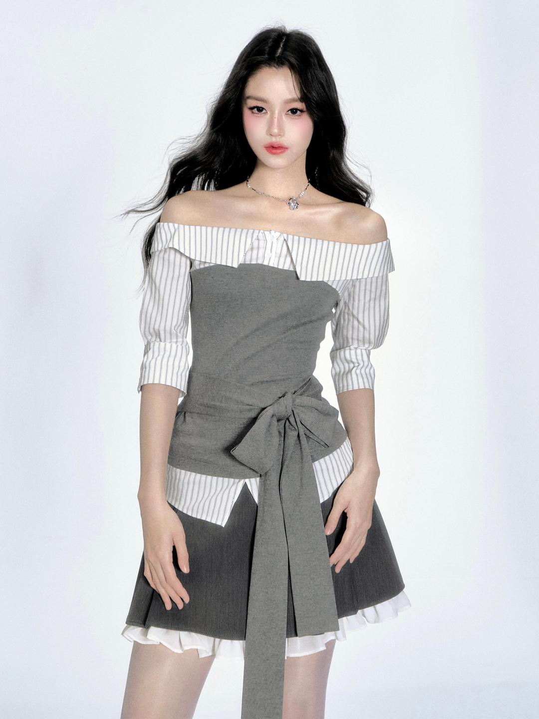 One shoulder Striped Shirt FRA0344