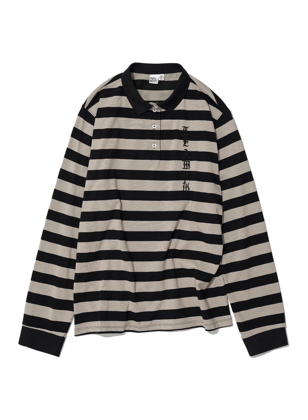 [WOMEN] TEAM 76 PATCH STRIPE POLO TEE_BLACK