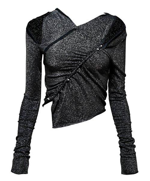 metal plait cutout top-silver black