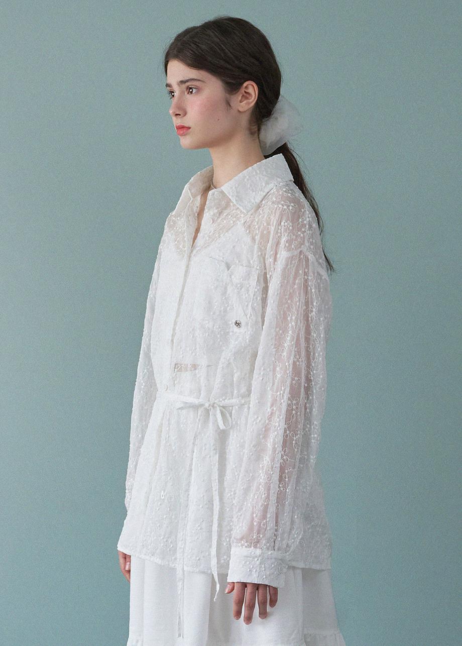 [44-120]  Aoife Over Fit Sheer Shirt  