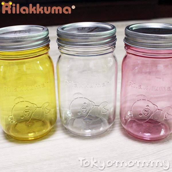 (일본) 리락쿠마  플라스틱 투명보틀  (480ml_3color)  다용도 보관용기  사탕 소품 보관함