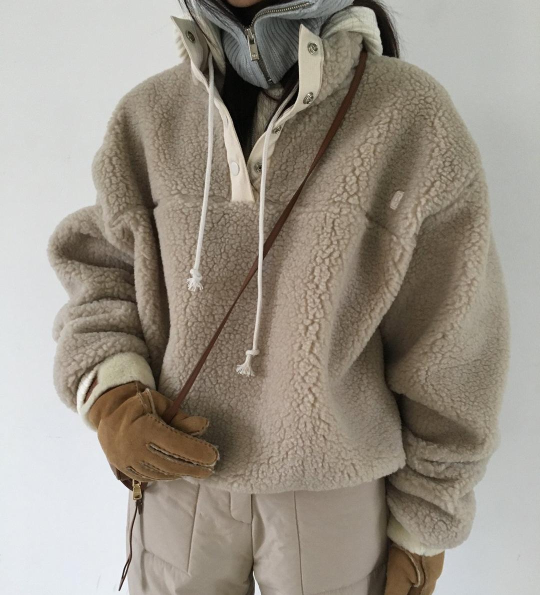 [무배] 브리드 시어링 집업 양털 뽀글이 덤블 맨투맨 반집업 mtm