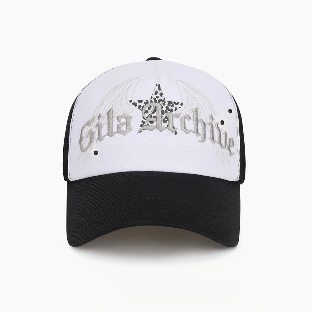 [05/23 예약 발송] LEOPARD STAR WING MESH CAP_BK