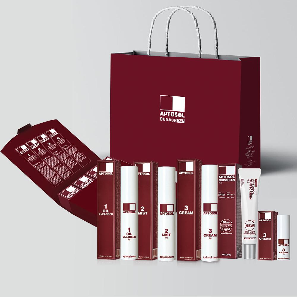 압토솔 기초4종세트 [선크림 필수선택] 재생크림15g 1개포함 선물용 기획상품 쇼핑백포함