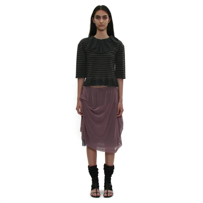 MESH COMBI DRAPE MIDI SKIRT_DUSTY PLUM