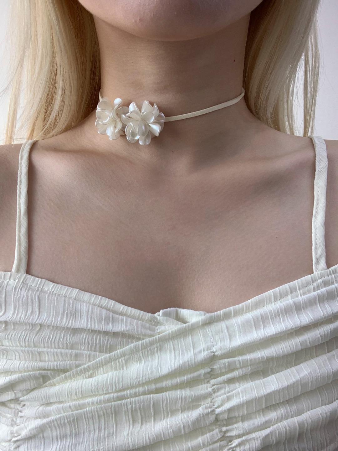 룩혼 y2k two flower string necklace