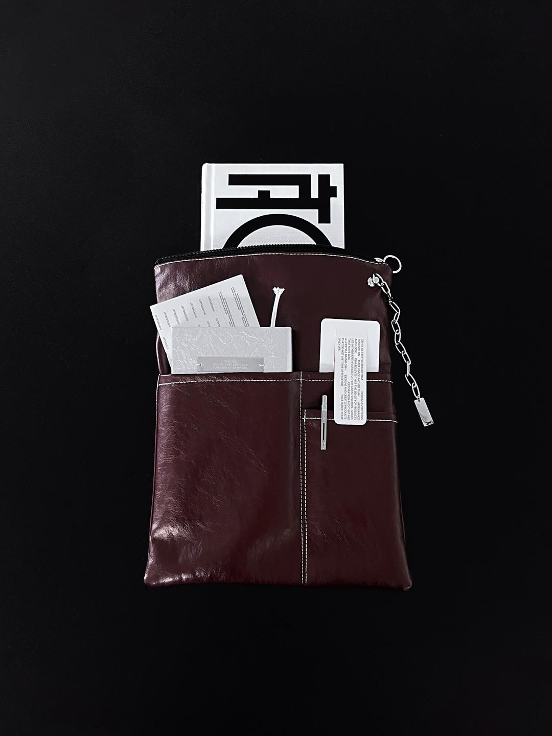 Leather Pocket Book Pouch - Burgundy