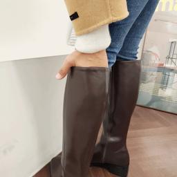 종아리넓은 통넓은 40cm 통큰 롱부츠 5cm 하비 하체비만 키작녀 부츠 브라운