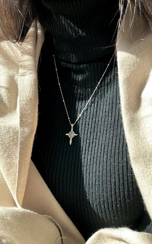 cross flower necklace
