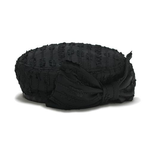 BOWL BERET_RIBBON_STRIPE BLACK