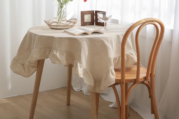 빈티지 레이스 린넨 광목 원형2, 4,6인용 미니 테이블보