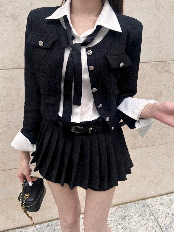 쥬얼리 와플 가디건