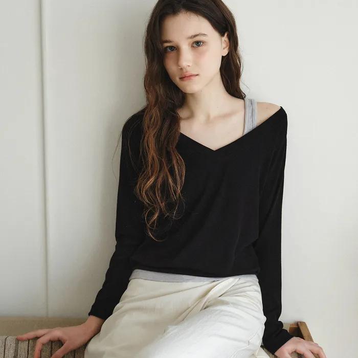 Muse Layered V-Neck Set_BLACK(W26SET01)