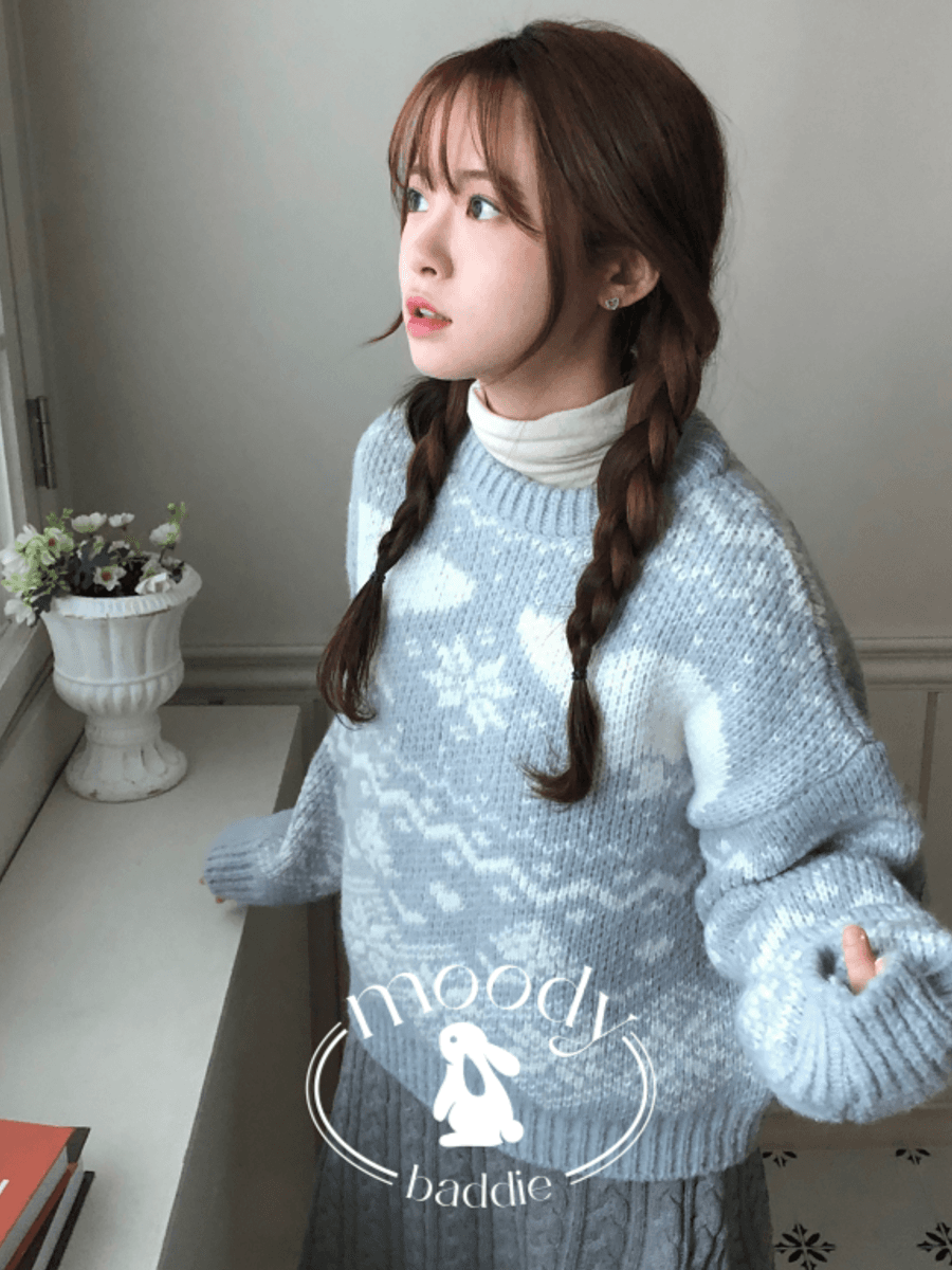 무디배디 [연말룩/노르딕니트] 고미 노르딕 라운드 니트 (3Colors)
