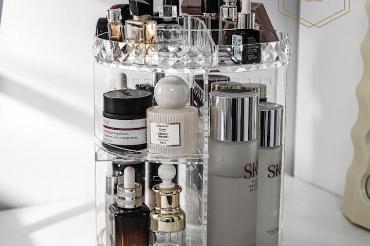 투명 다이아 회전 화장품정리함 화장대정리 수납 보관 진열대 트레이 2color