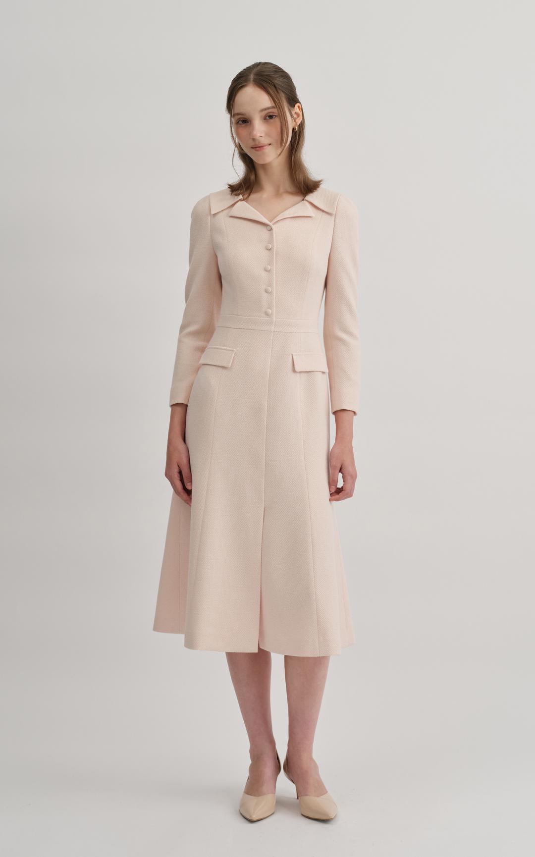 ELENA COLLAR DRESS_CREAM PINK