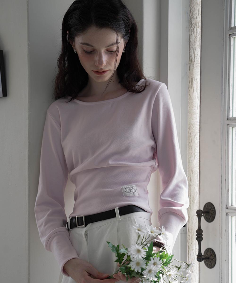 Slim U-neck Long Sleeve [Pink]