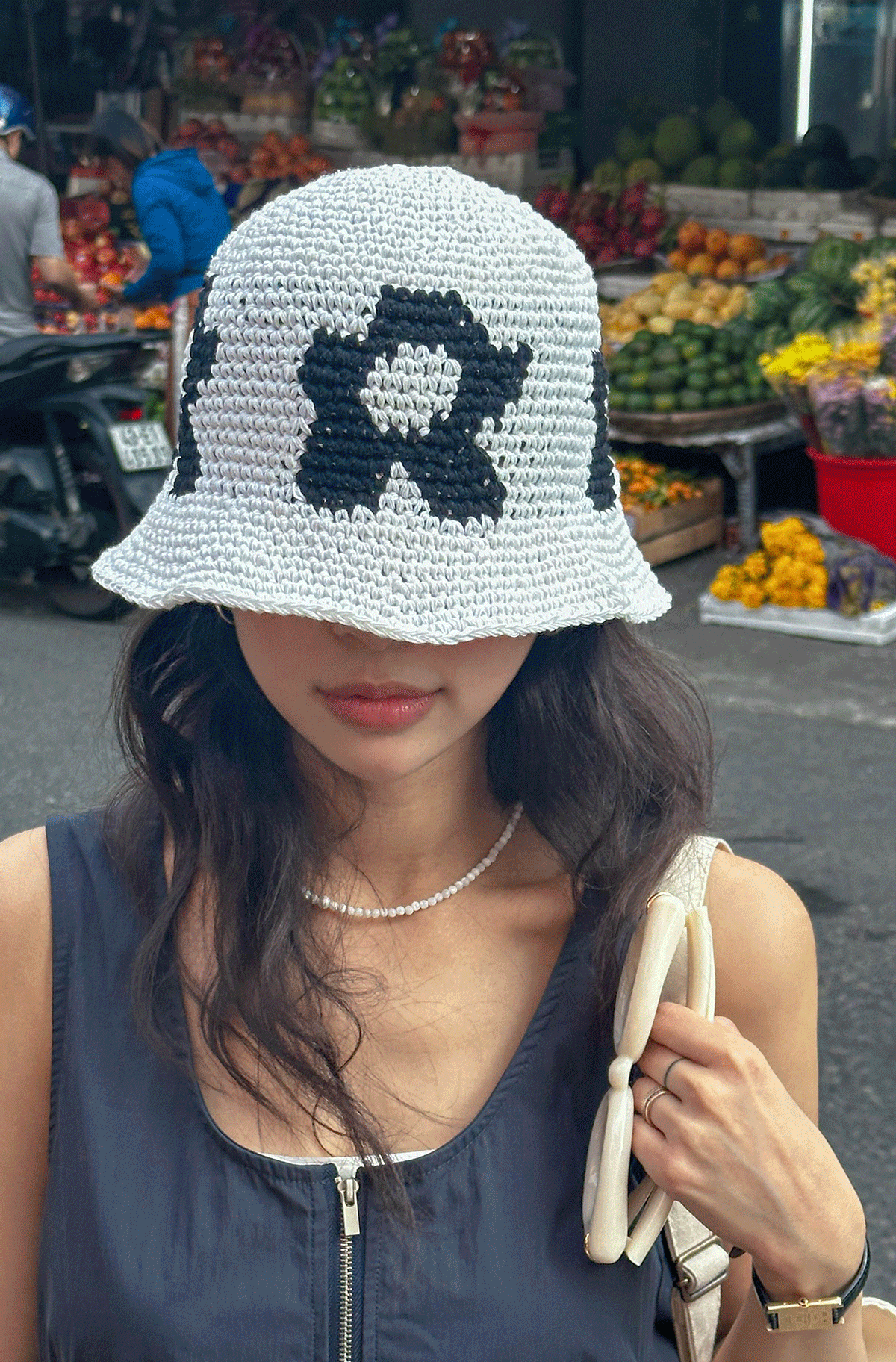 포비 니트 버킷햇