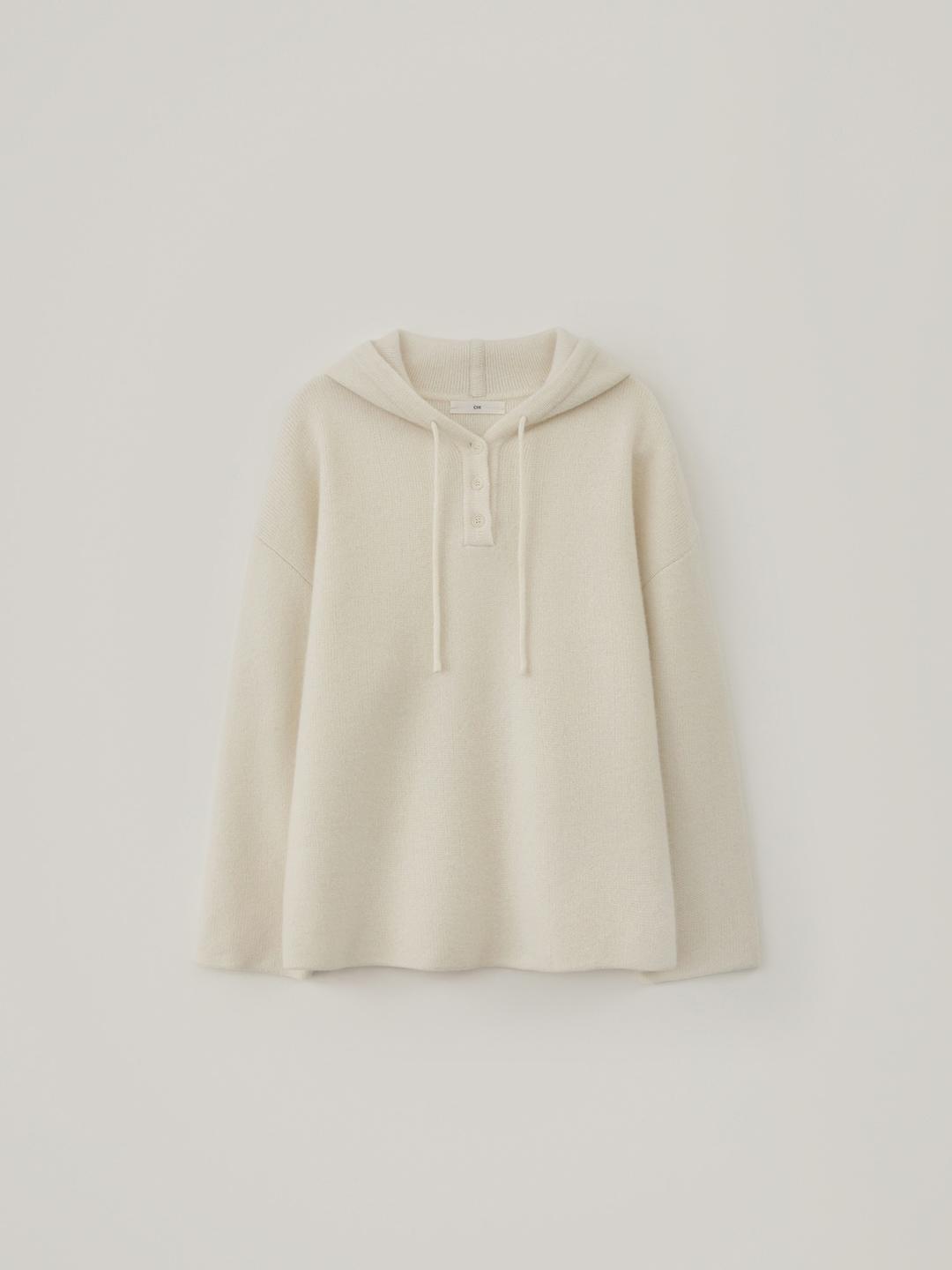 Loose Wool Hoodie Knit - Ivory