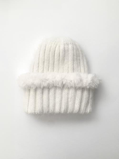 ANGORA KNTTIED FUR BEANIE IVORY (ORDER MADE)(+ membership sale 10%)