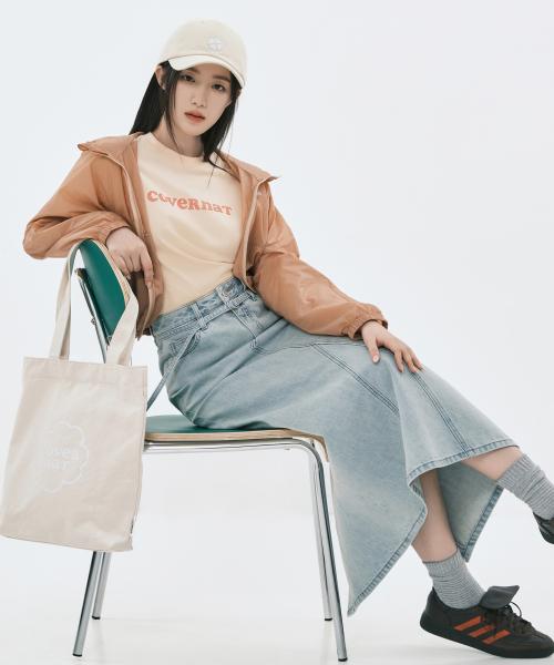 우먼 벨트 데님 롱스커트 라이트 블루