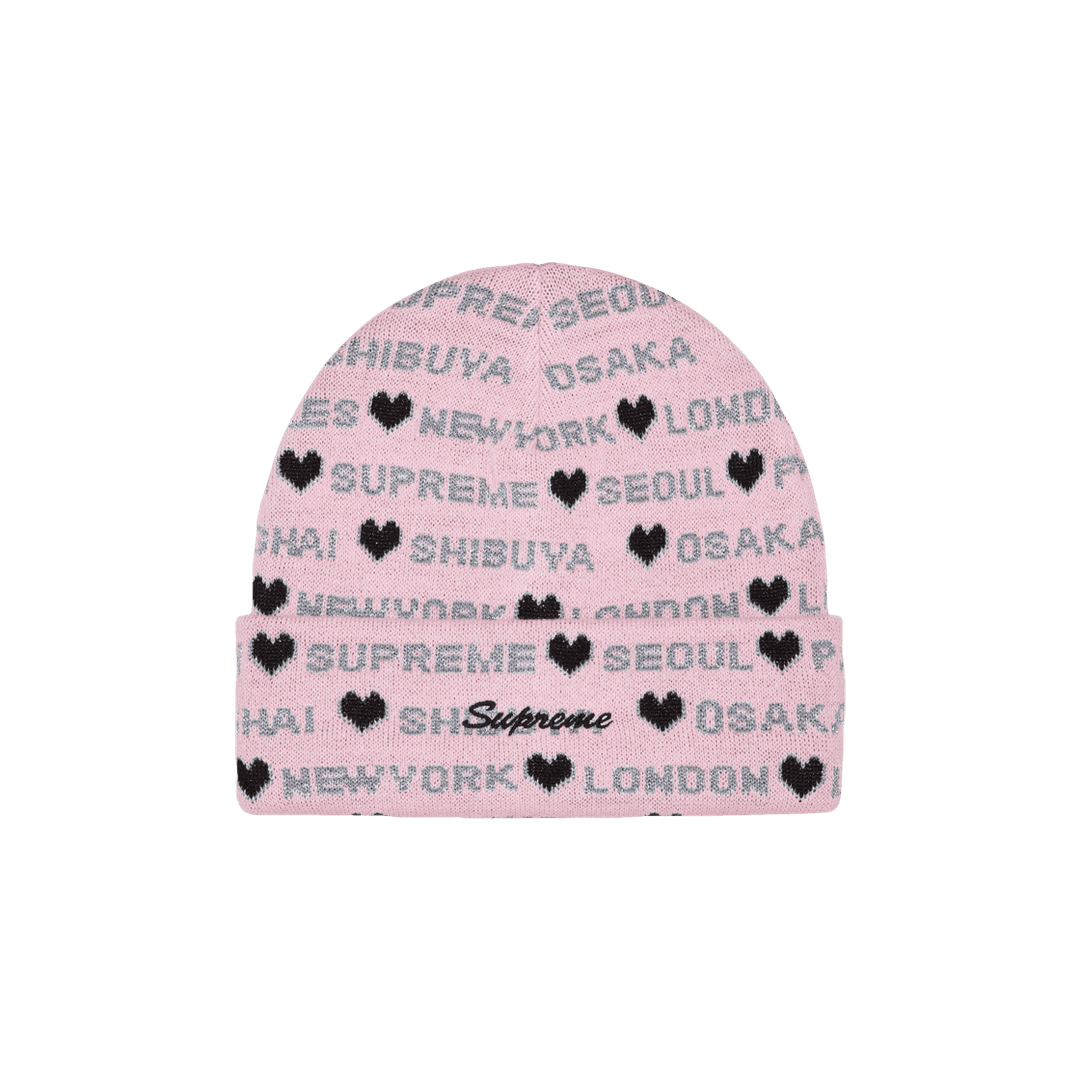 Supreme Hearts Beanie Light Pink - 24FW