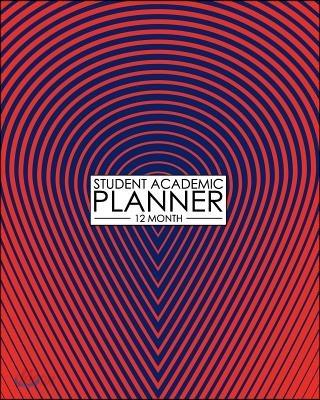 12 Month Student Academic Planner: Ultra Modern Red Blue Pattern 12-Month Study Calendar Helps Elementary, High School and College Students Prioritize - 예스24