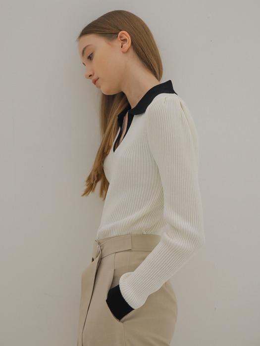 COLOR COMBI KNIT / IVORY