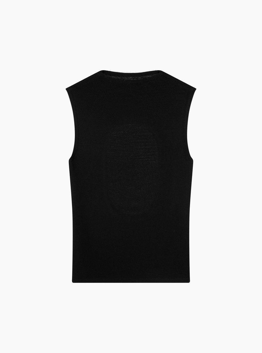 HOLE SLEEVELESS KNIT (BLACK)