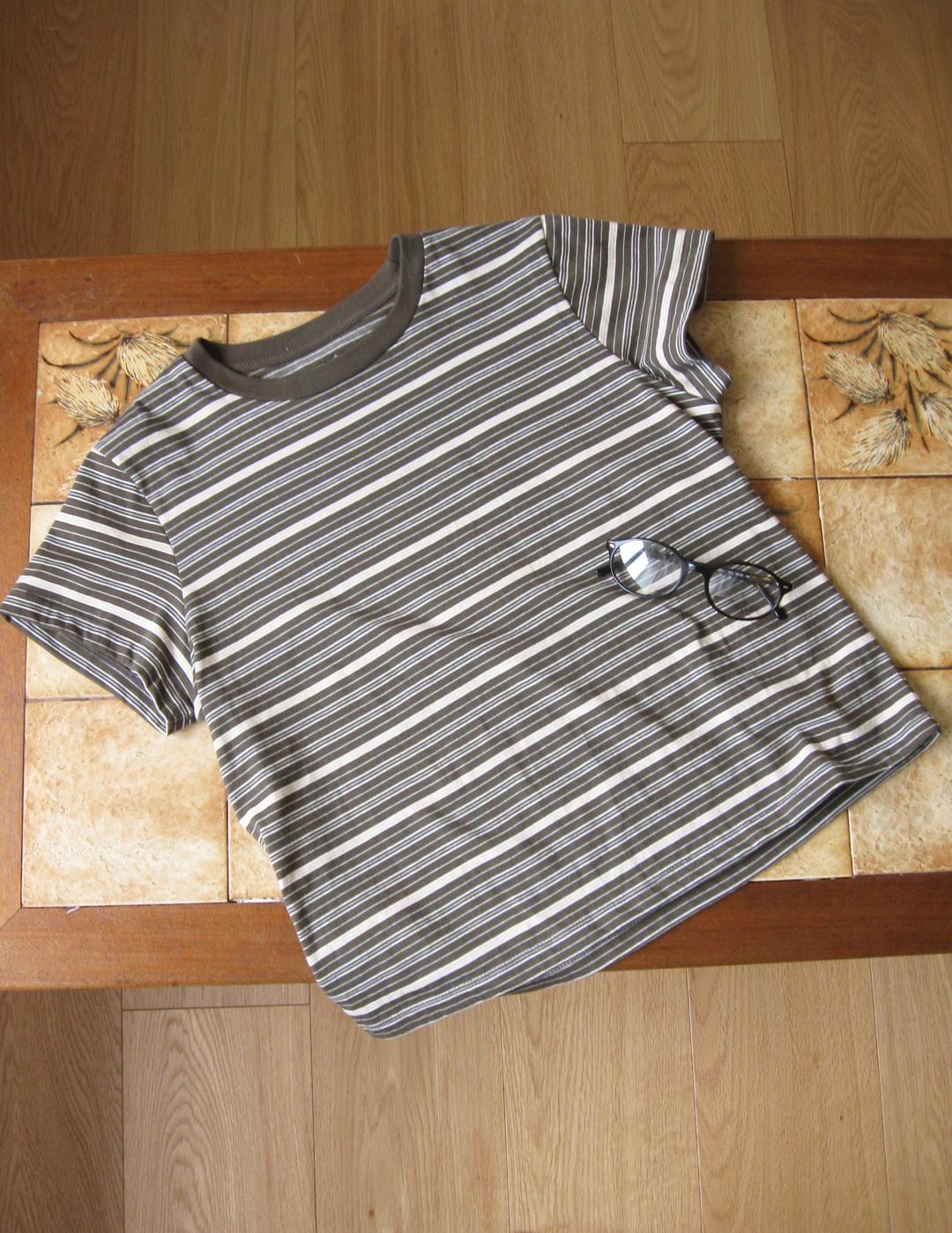 Logo Stripe T-Shirt ( khaki )