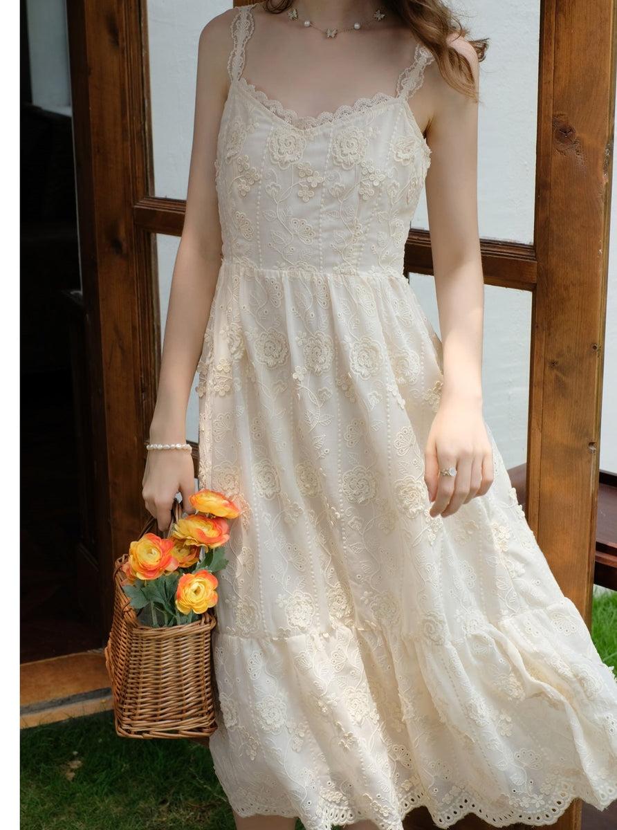 Romantic Lace Embroidered Slip Dress + Sheer Cardigan