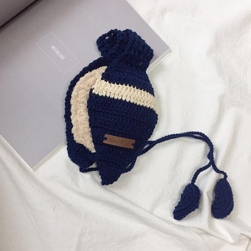 니트 귀도리 핸드메이드 귀마개 손뜨개 네이비