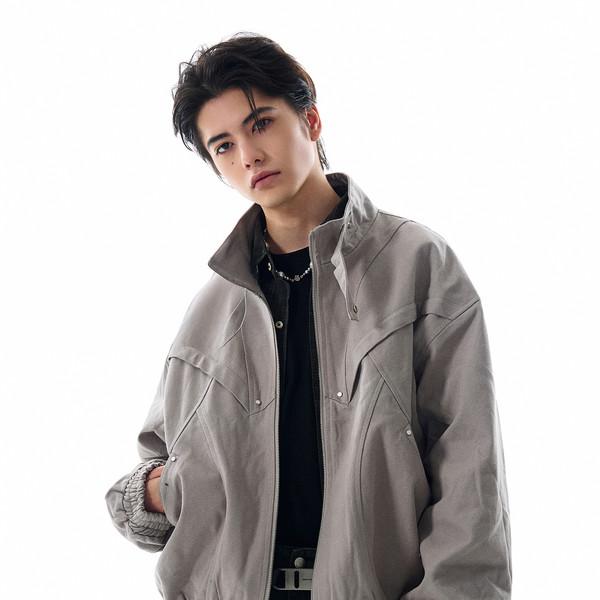 Structural Pattern Zip-up Jacket