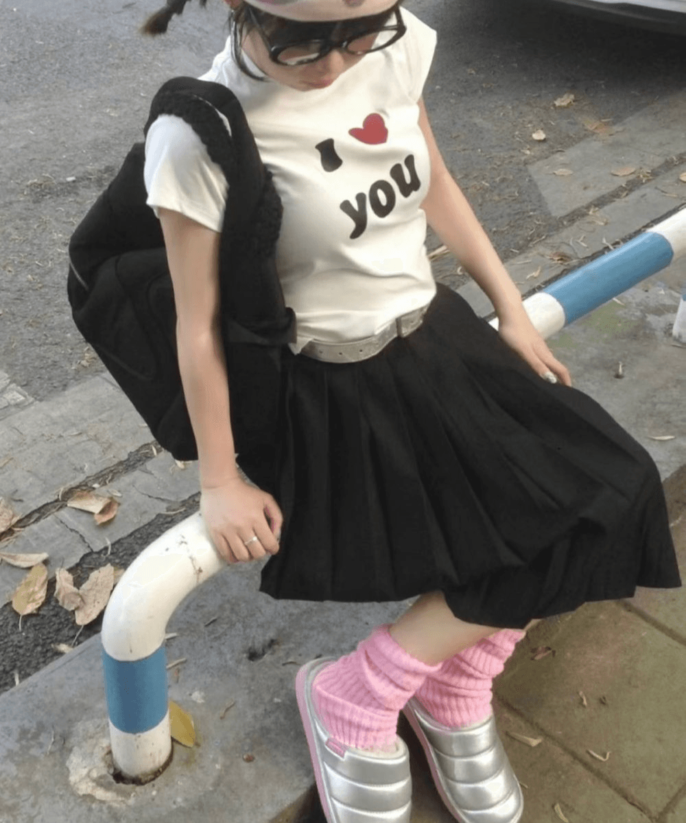 블루하츠 [키치/하이틴] 하트 반팔 티셔츠