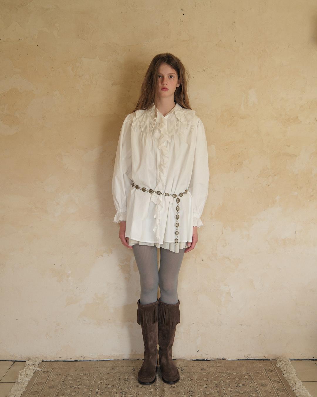 flétta Puff Lace Collar Dress