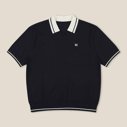 남성 브이넥 니트 반팔 폴로 (NAVY)_WM51781333NVY