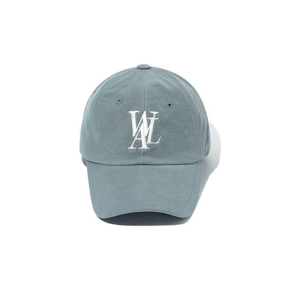 [우알롱] 시그니처 로고 볼캡 더스티 블루
